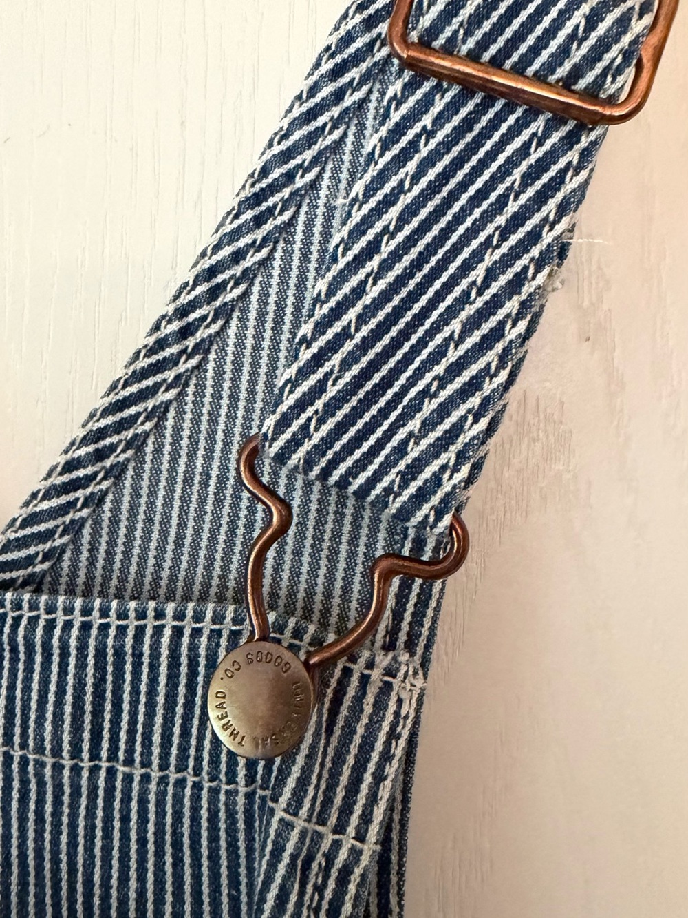 Universal Thread Blue & White Striped Denim Short Overalls - Picture 10 of 15
